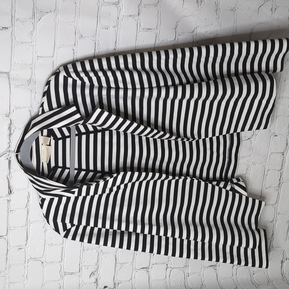 Chicos striped notched collar cardigan